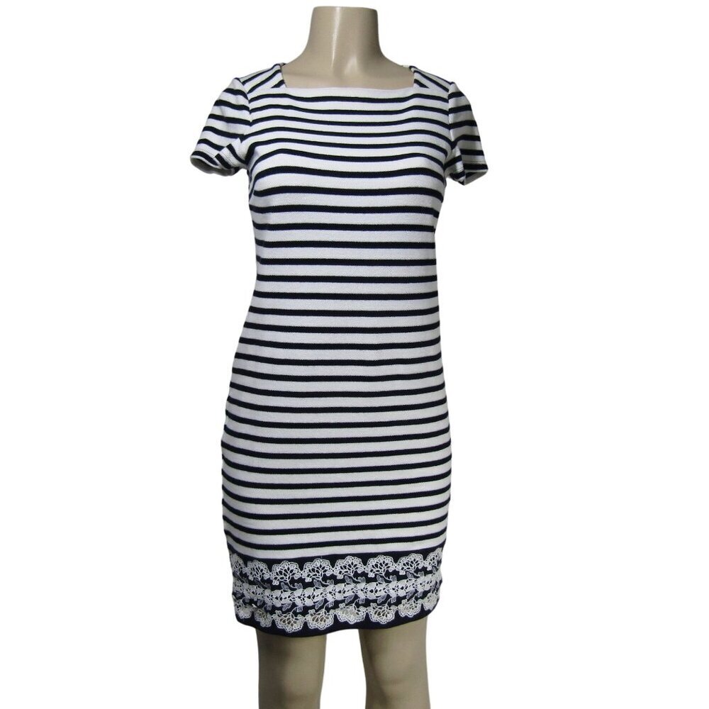 TALBOTS Stripe S Petite PREPPY Nautical Sporty Knit COASTAL Beach Classic Dress